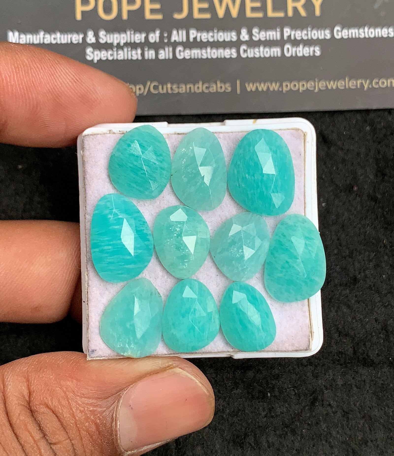 Natural Amazonite Gemstone Rose Cut Fancy Shape Cabochon High Quality Loose Gemstones For Jewelry Making 12-15 MM Size 10 Pcs V3458