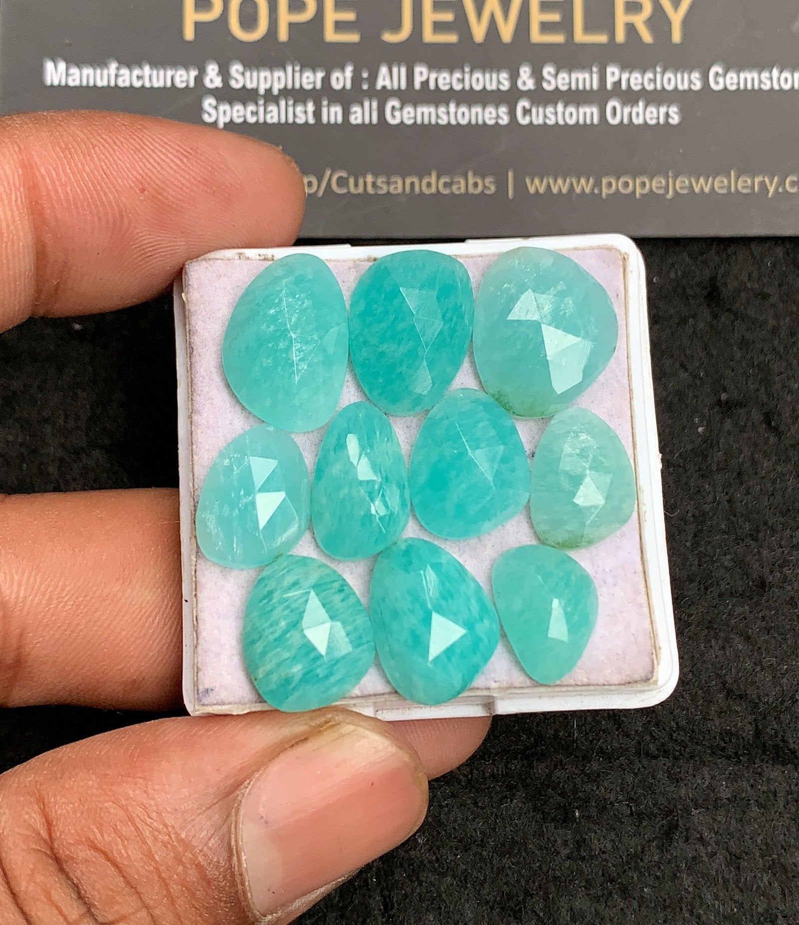 Natural Amazonite Gemstone Rose Cut Fancy Shape Cabochon High Quality Loose Gemstones For Jewelry Making 11-15 MM Size 10 Pcs V3459
