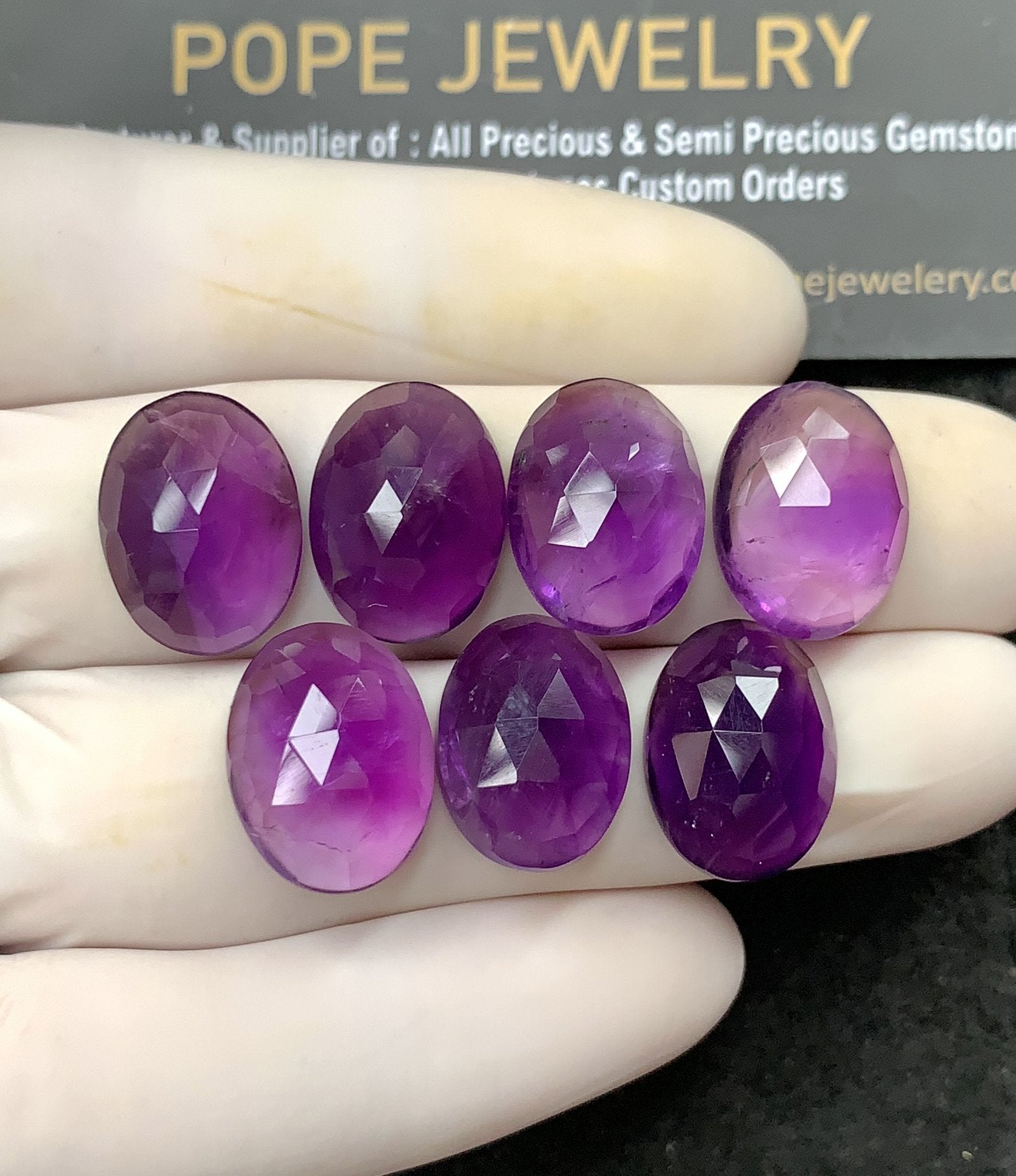 Natural Amethyst Gemstone Rose Cut Oval Cabochon High Quality Loose Gemstones For Jewelry Making 12x16 MM Size 7 Pcs SM24582