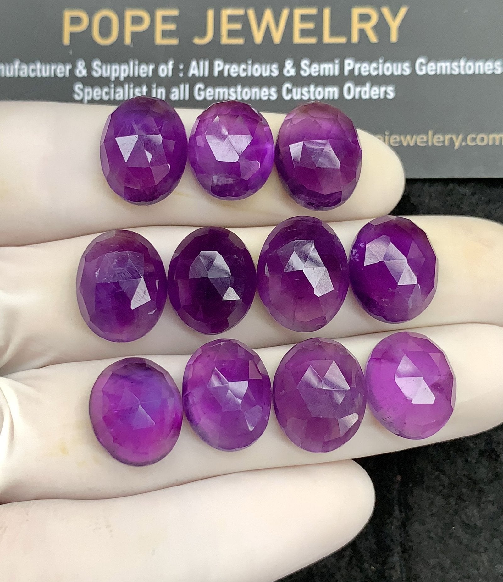 Natural Amethyst Gemstone Rose Cut Oval Cabochon High Quality Loose Gemstones For Jewelry Making 13-15 MM Size 11 Pcs SM24584