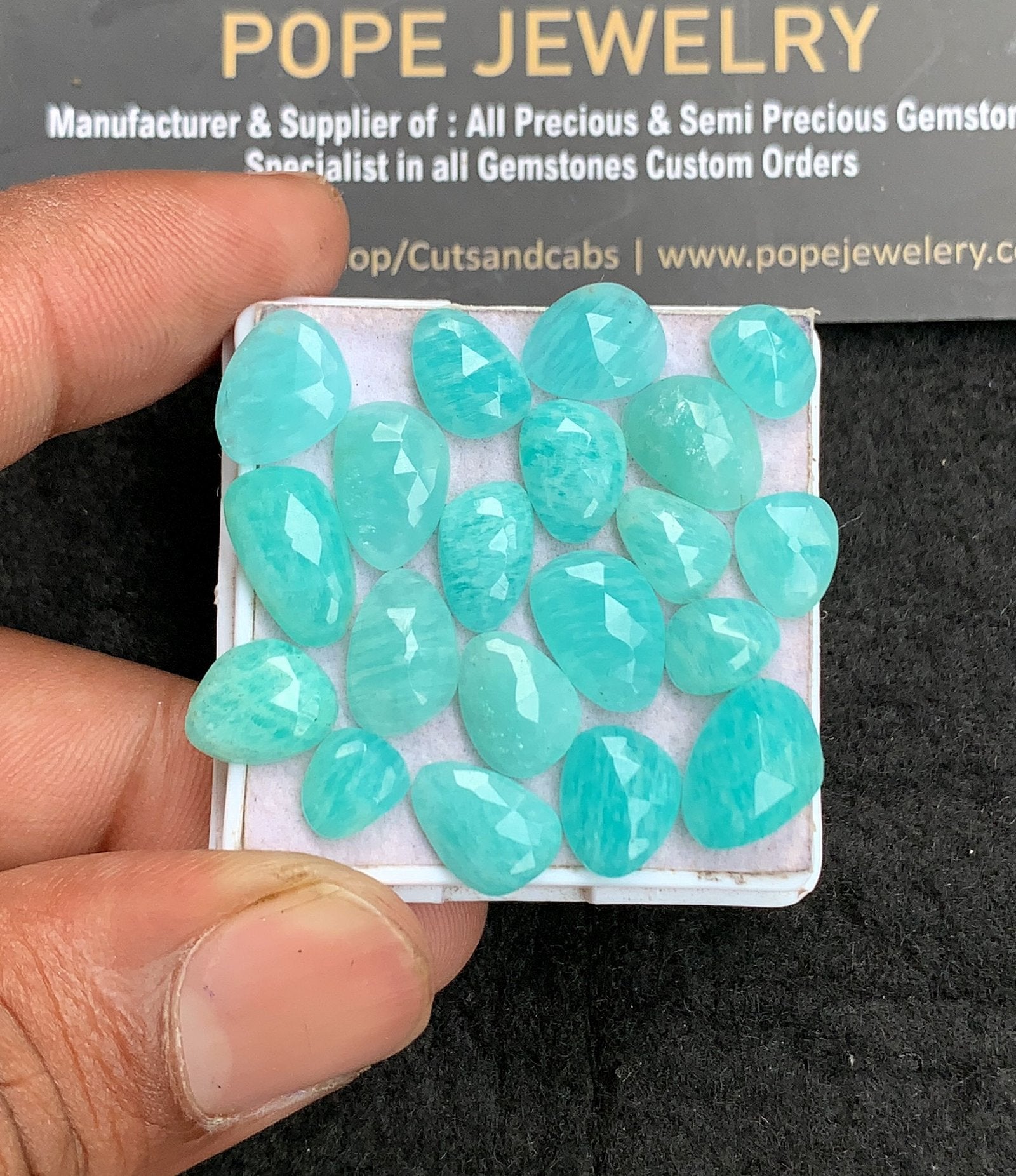 Natural Amazonite Gemstone Rose Cut Fancy Shape Cabochon High Quality Loose Gemstones For Jewelry Making 7-13 MM Size 20 Pcs V3462