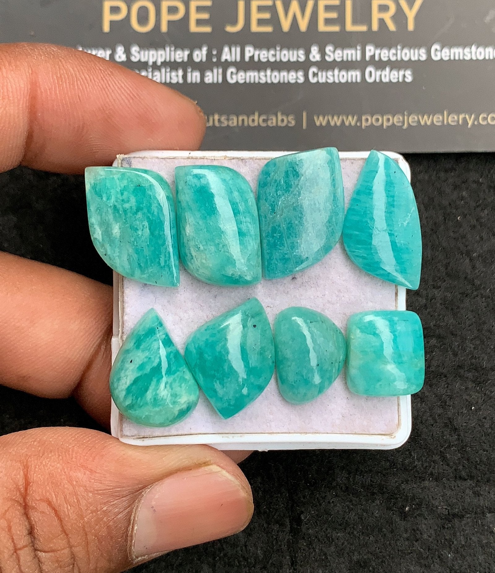 Natural Amazonite Gemstone Smooth Fancy Shape Cabochon High Quality Loose Gemstones For Jewelry Making 10-20 MM Size 8 Pcs V3466