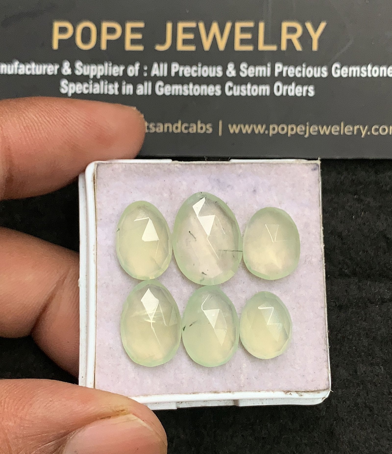 Natural Prehnite Gemstone Rose Cut Oval Shape Cabochon Amazing & High Quality Loose Gemstones For Jewelry Making 11-15 MM Size 6 Pcs V3472
