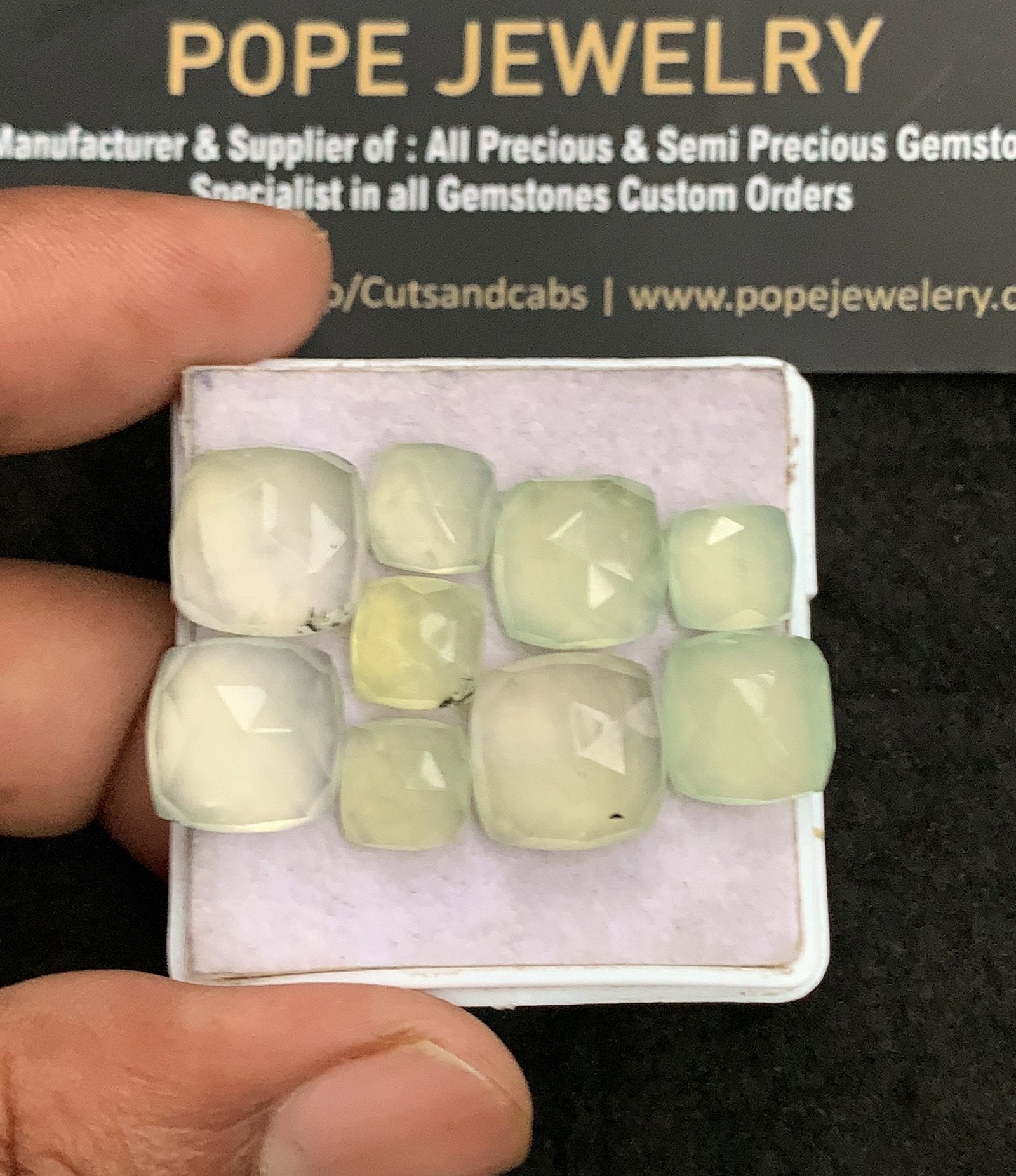 Natural Prehnite Gemstone Rose Cut Cushion Shape Cabochon Amazing & High Quality Loose Gemstones For Jewelry Making 8-12 MM Size 9 Pcs V3474