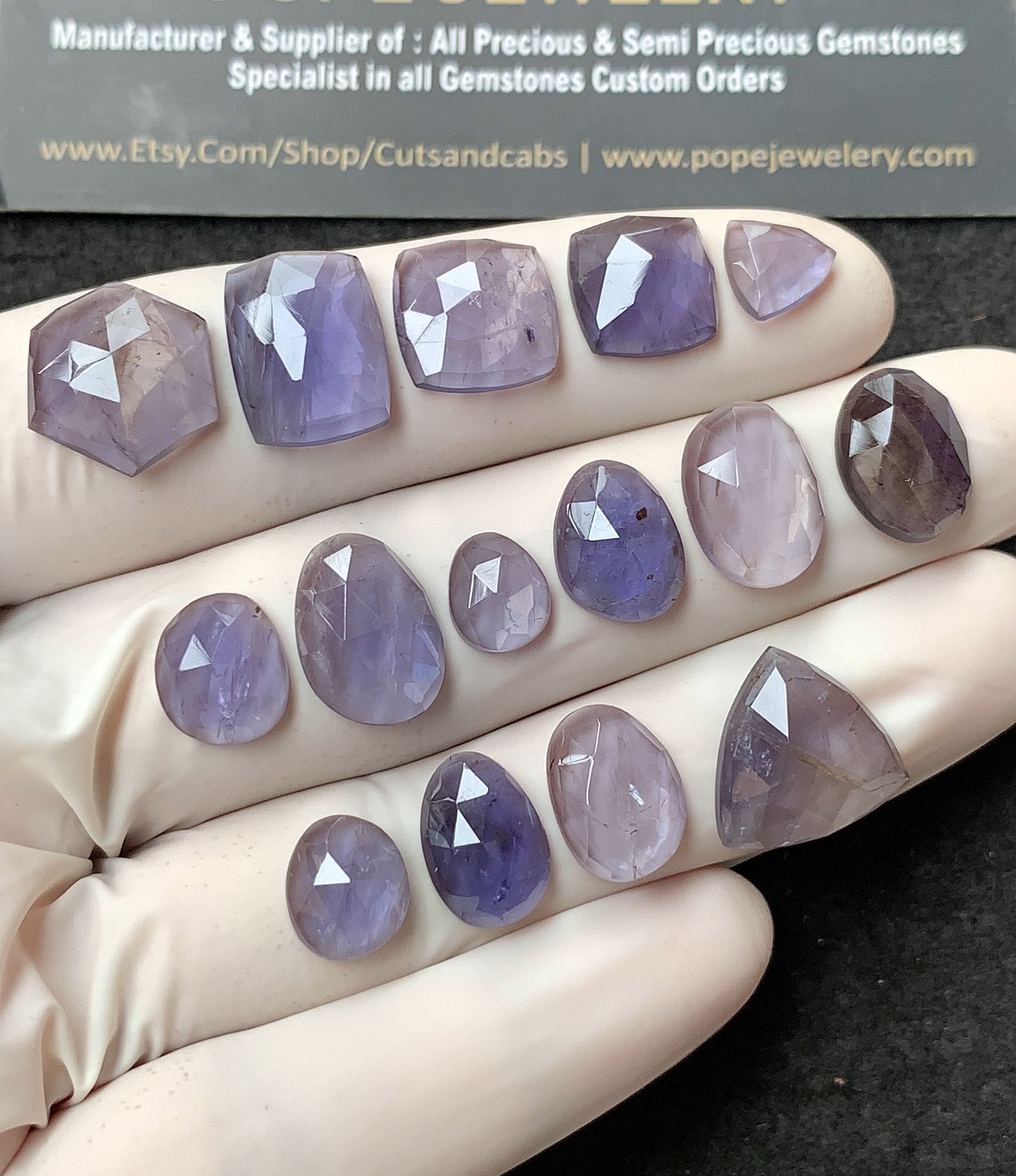 Natural Iolite Gemstone Rose Cut Mix Shape Cabochon High Quality Loose Gemstones For Jewelry Making 8-14 MM Size 15 Pcs V2761