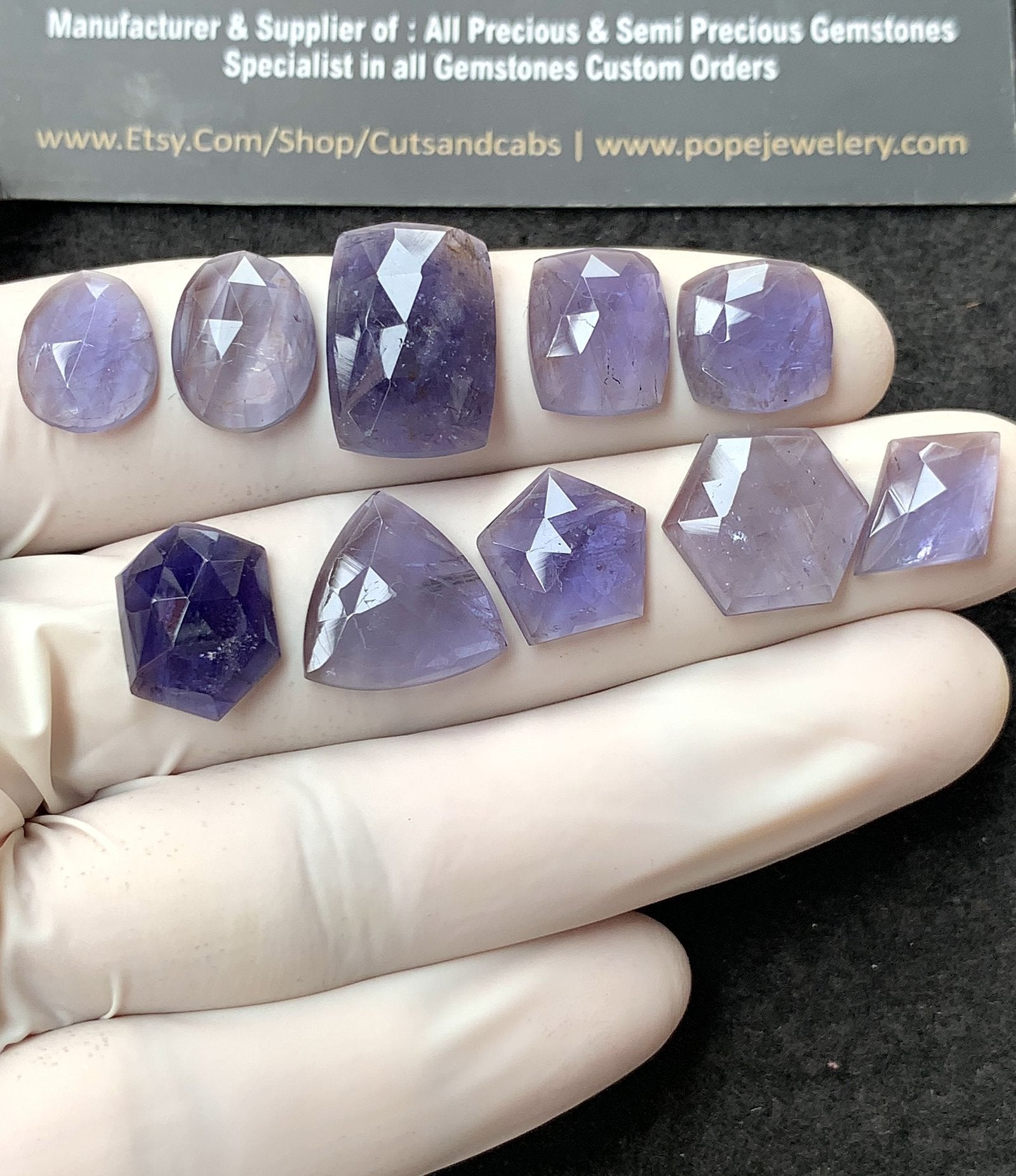 Natural Iolite Gemstone Rose Cut Mix Shape Cabochon High Quality Loose Gemstones For Jewelry Making 11-17 MM Size 10 Pcs V2762