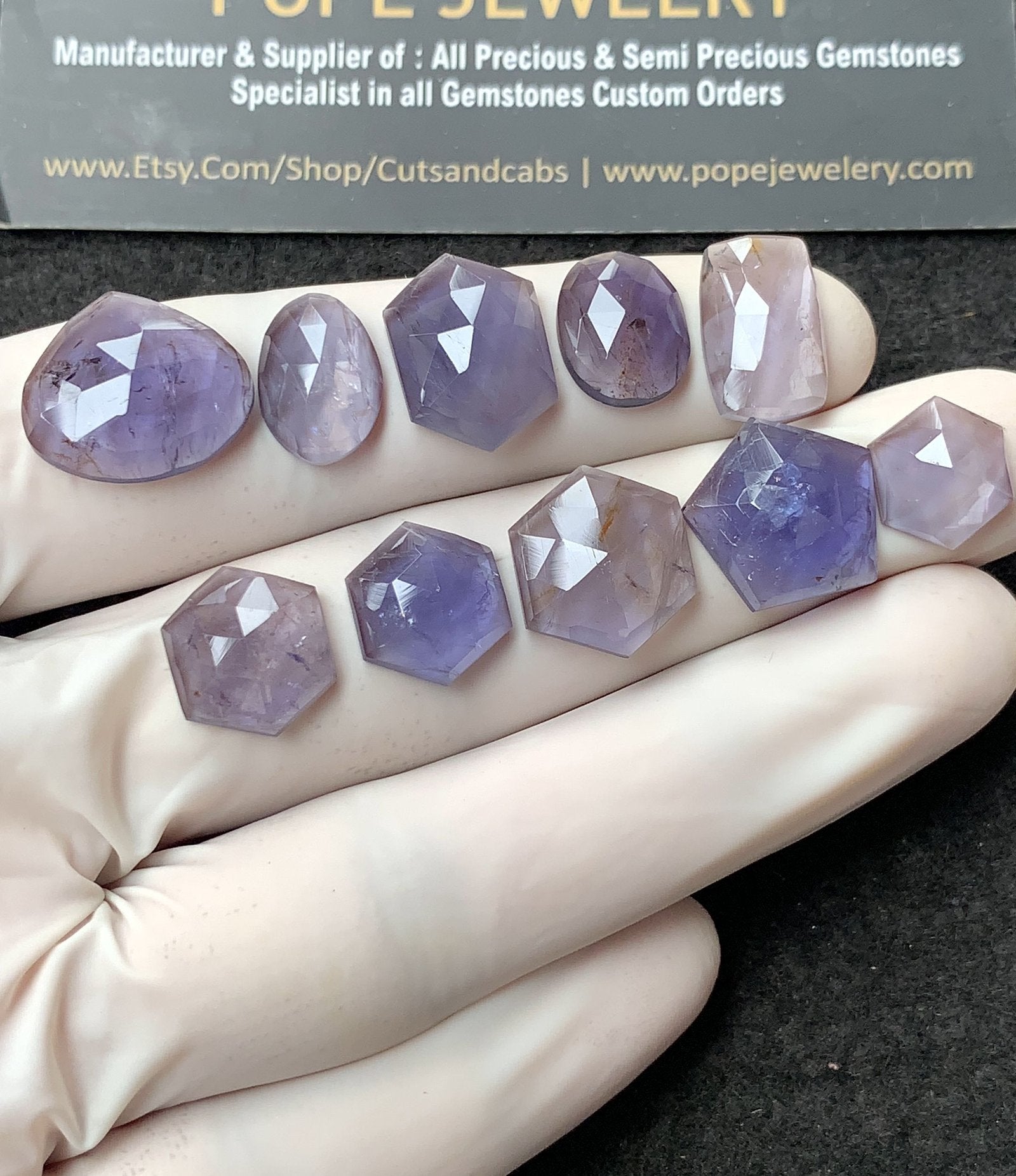 Natural Iolite Gemstone Rose Cut Mix Shape Cabochon High Quality Loose Gemstones For Jewelry Making 10-16 MM Size 10 Pcs V2764