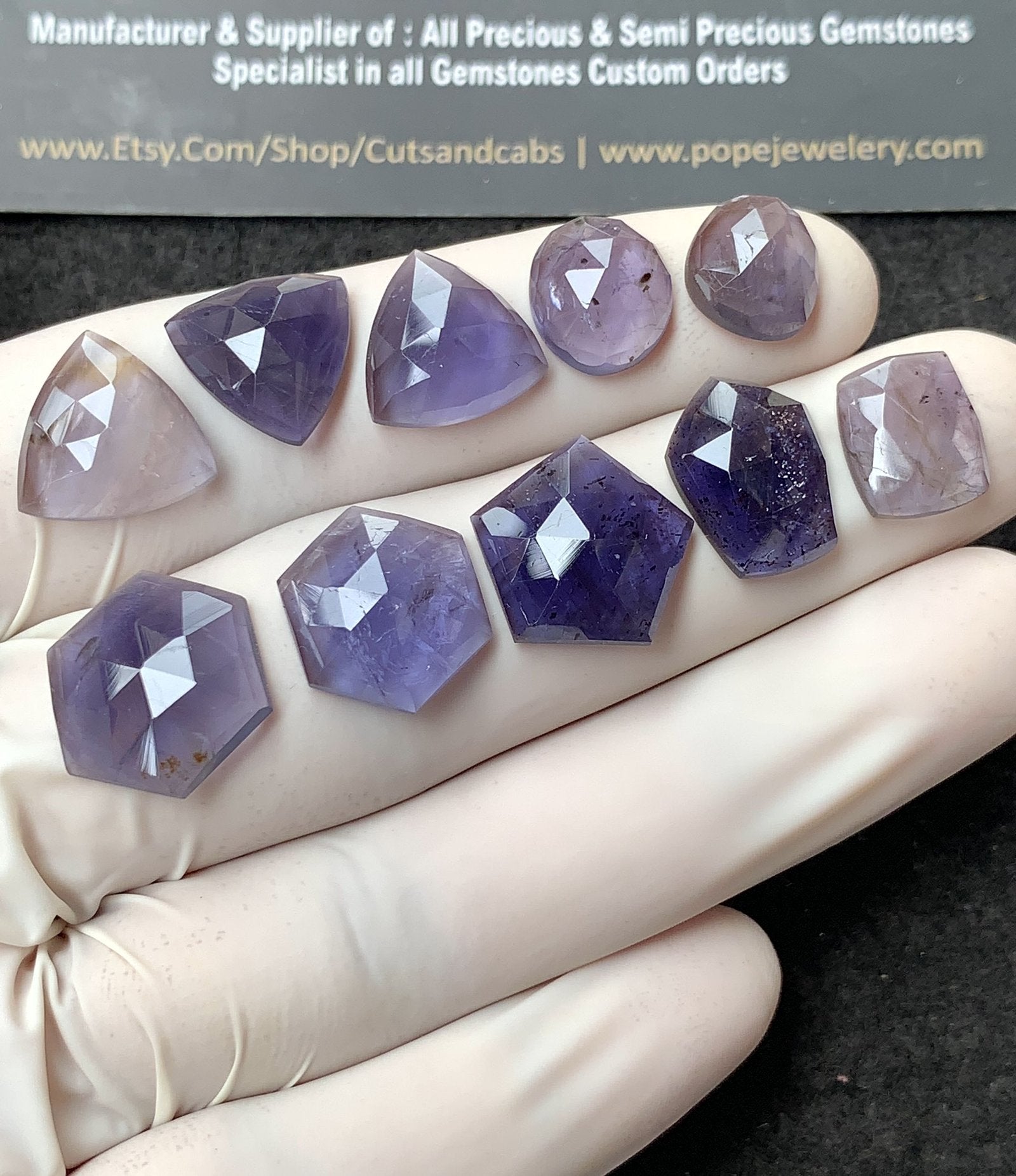 Natural Iolite Gemstone Rose Cut Mix Shape Cabochon High Quality Loose Gemstones For Jewelry Making 11-14 MM Size 10 Pcs V2765