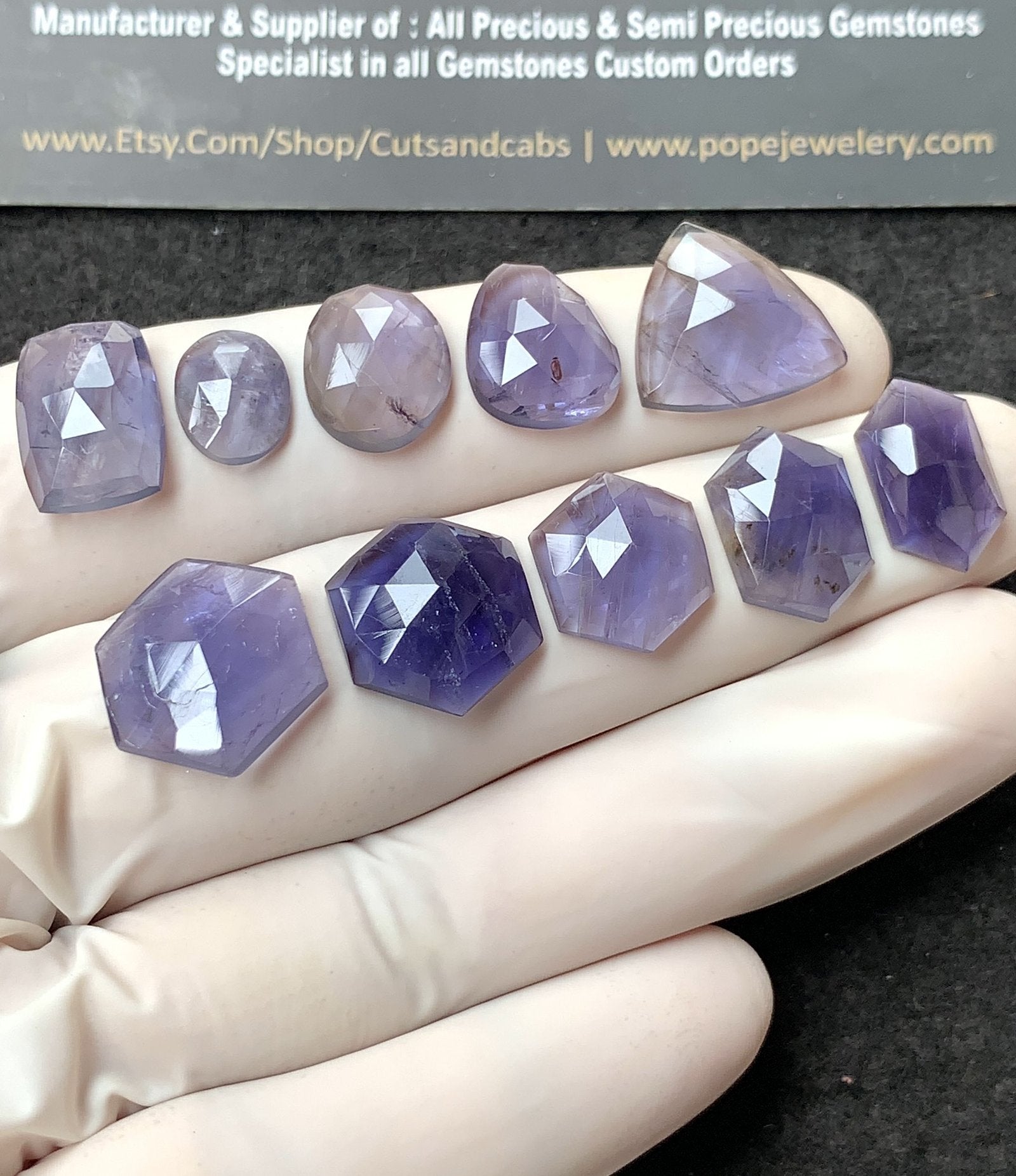 Natural Iolite Gemstone Rose Cut Mix Shape Cabochon High Quality Loose Gemstones For Jewelry Making 10-15 MM Size 10 Pcs V2766