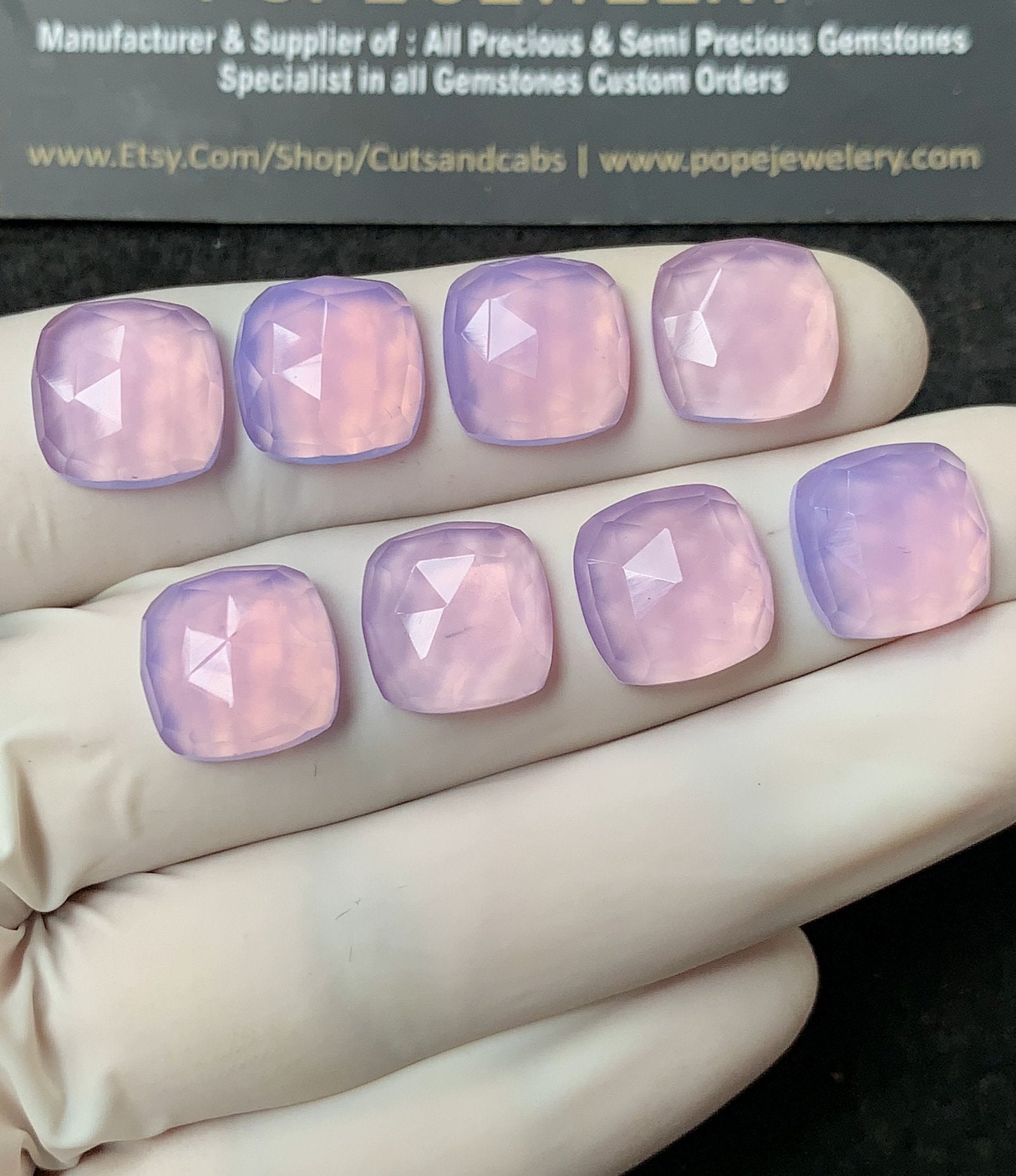 Natural Lavender Quartz Gemstone Rose Cut Cushion Shape Cabochon High Quality Loose Gemstones For Jewelry Making 12 MM Size 8 Pcs V2767