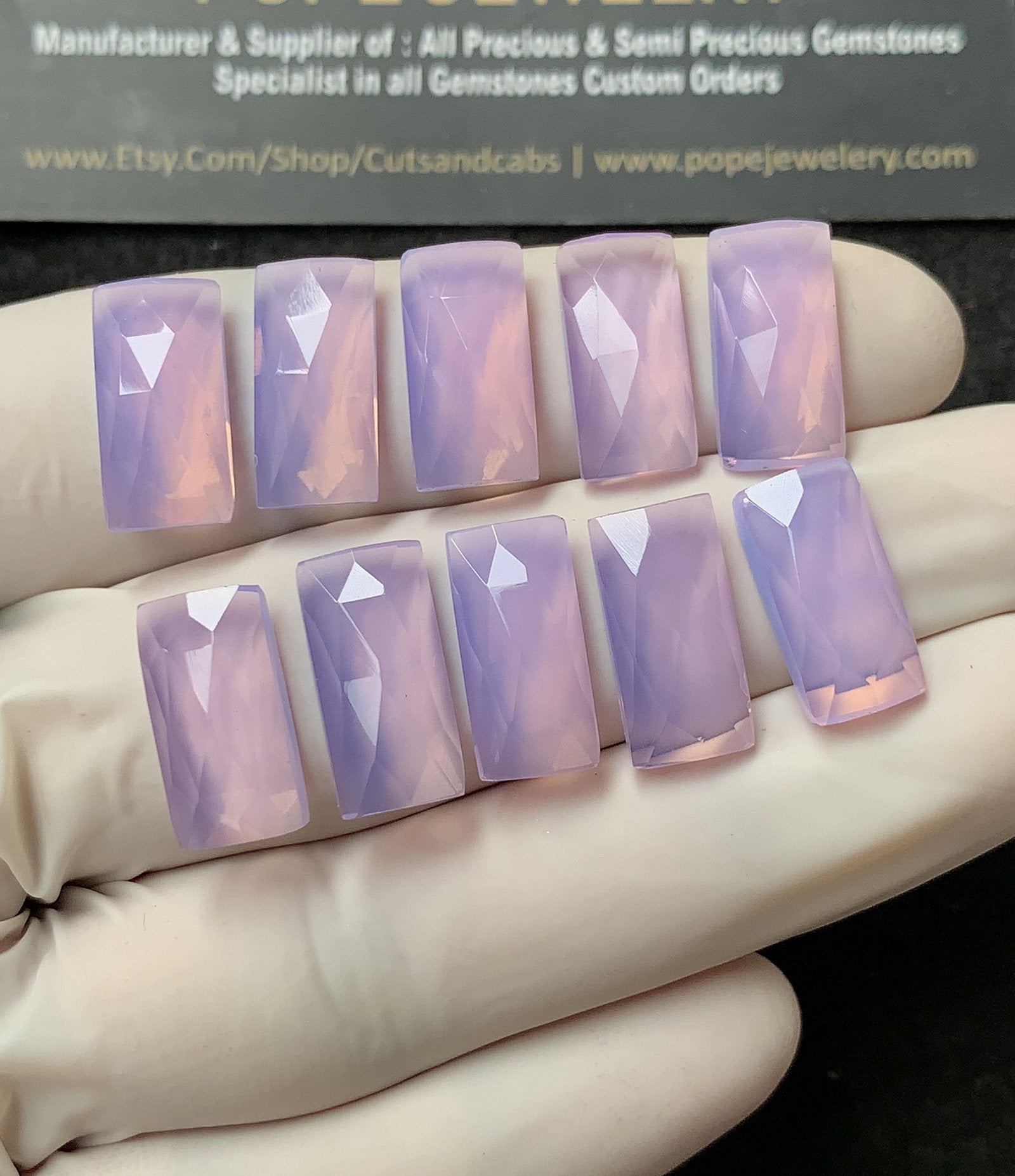 Natural Lavender Quartz Gemstone Rose Cut Rectangle Shape Cabochon High Quality Loose Gemstones For Jewelry Making 9x16 MM Size 10 Pcs V2768