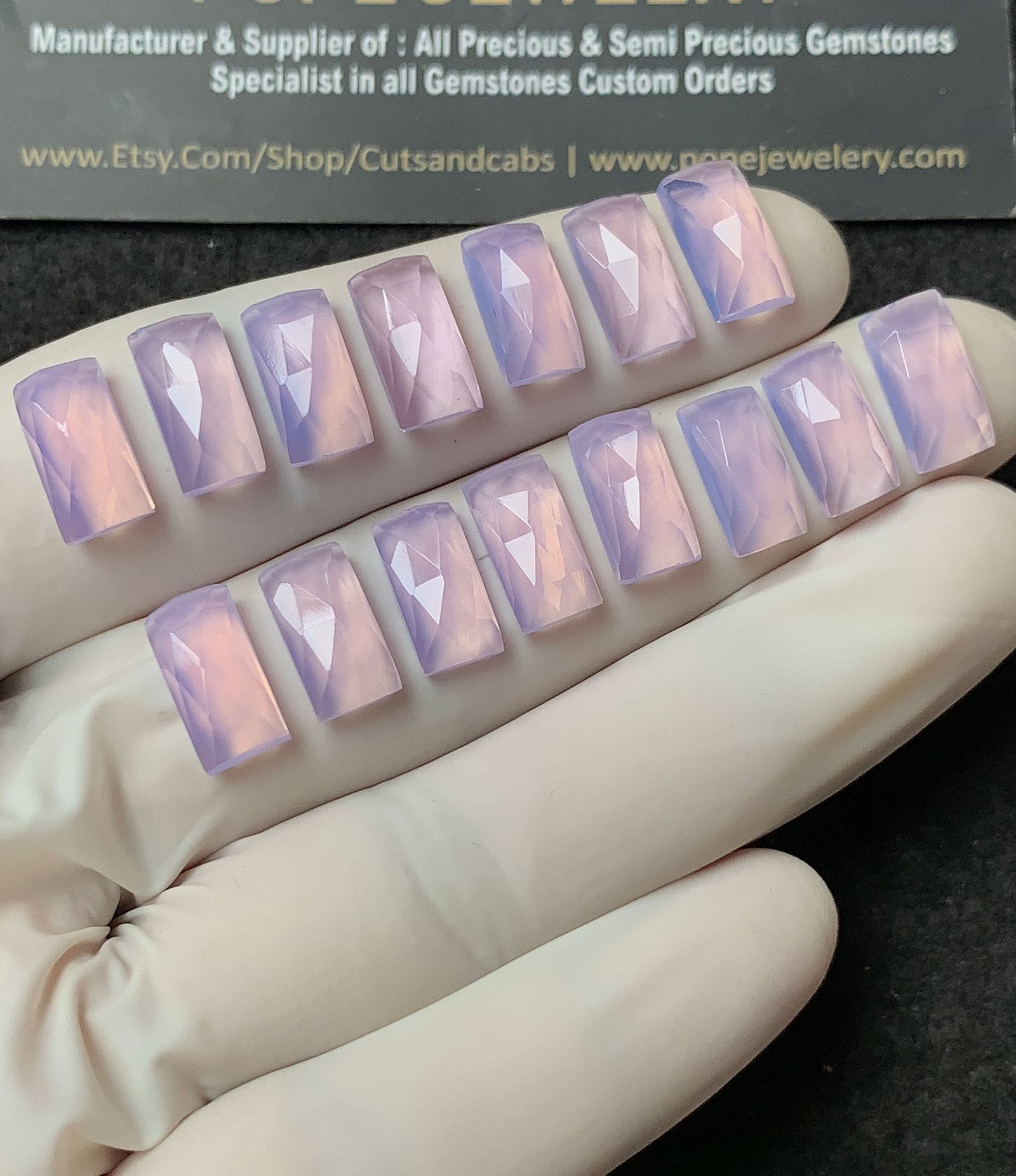 Natural Lavender Quartz Gemstone Rose Cut Rectangle Shape Cabochon High Quality Loose Gemstones For Jewelry Making 6x12 MM Size 15 Pcs V2769