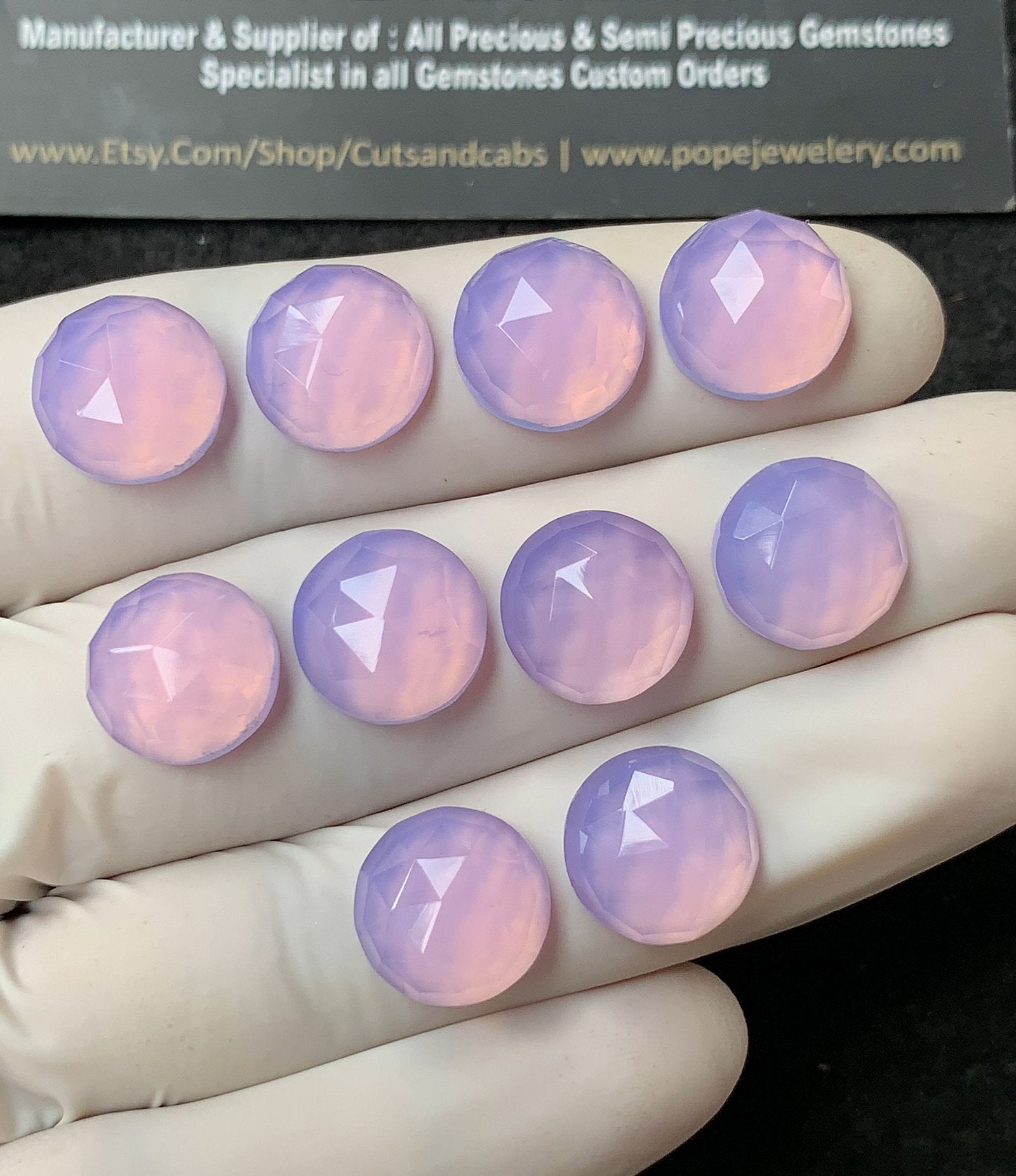 Natural Lavender Quartz Gemstone Rose Cut Round Shape Cabochon High Quality Loose Gemstones For Jewelry Making 12 MM Size 10 Pcs V2770