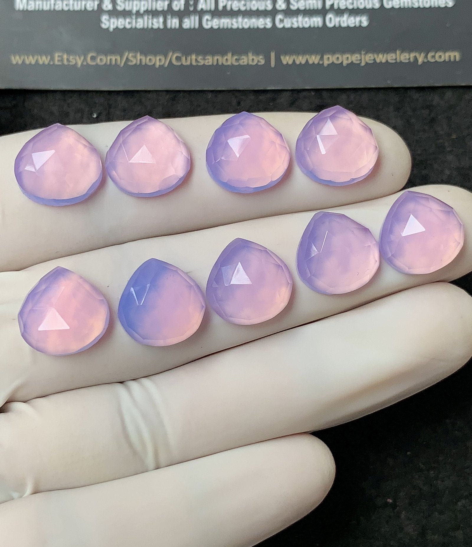 Natural Lavender Quartz Gemstone Rose Cut Heart Shape Cabochon High Quality Loose Gemstones For Jewelry Making 12 MM Size 9 Pcs V2773