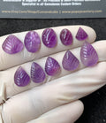 Natural Amethyst Gemstone Hand Carved Mix Shape Cabochon High Quality Loose Gemstones For Jewelry Making 8-16 MM Size 10 Pcs V2774