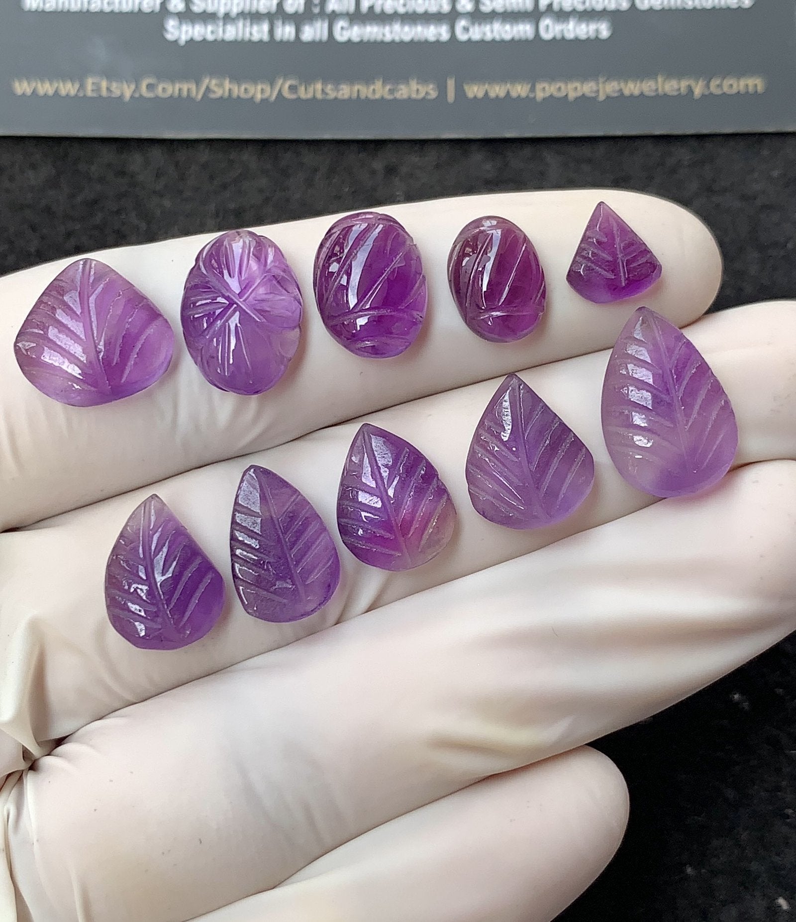 Natural Amethyst Gemstone Hand Carved Mix Shape Cabochon High Quality Loose Gemstones For Jewelry Making 8-16 MM Size 10 Pcs V2774