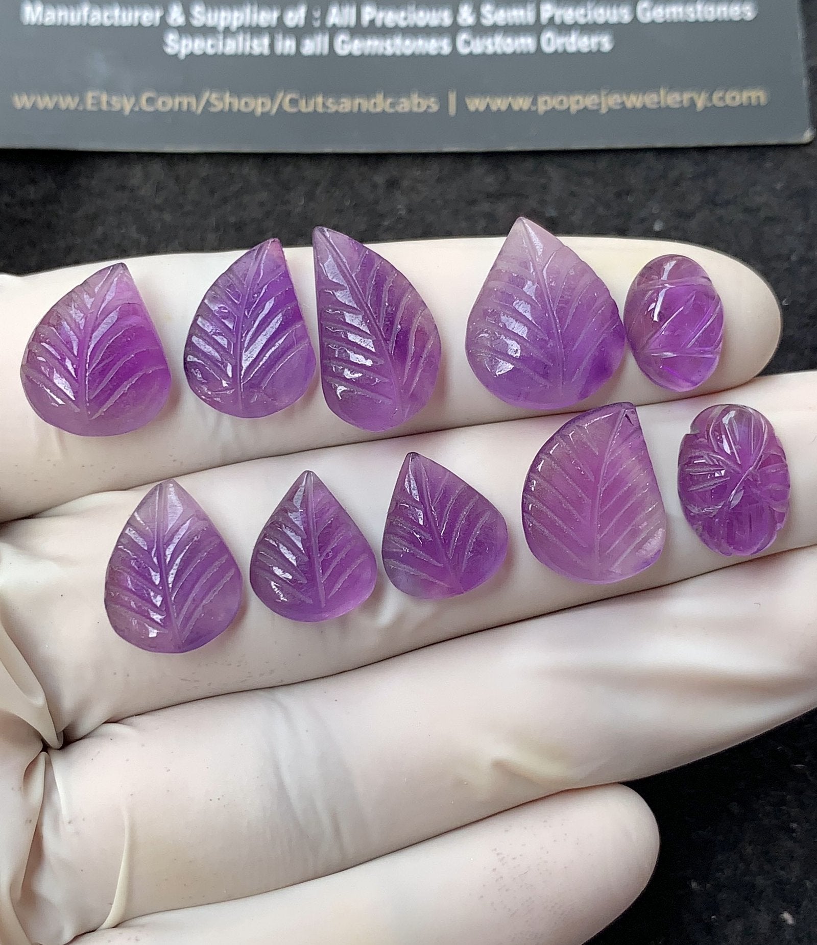 Natural Amethyst Gemstone Hand Carved Mix Shape Cabochon High Quality Loose Gemstones For Jewelry Making 11-17 MM Size 10 Pcs V2776