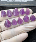 Natural Amethyst Gemstone Hand Carved Leaf Shape Cabochon High Quality Loose Gemstones For Jewelry Making 12-16 MM Size 10 Pcs V2777