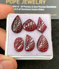 Natural Garnet Gemstone Hand Carved Mix Shape Cabochon High Quality Loose Gemstones For Jewelry Making 12-17 MM Size 6 Pcs SM24614