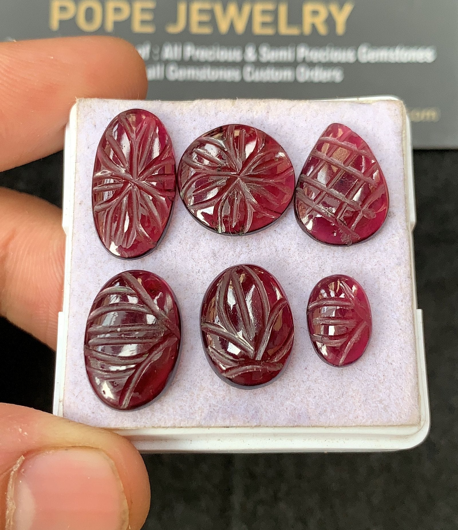 Natural Garnet Gemstone Hand Carved Mix Shape Cabochon High Quality Loose Gemstones For Jewelry Making 10-18 MM Size 6 Pcs SM24615