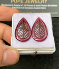 Natural Garnet Gemstone Hand Carved Pear Shape Cabochon High Quality Loose Gemstones For Jewelry Making 16x26 MM Size 1 Pair SM24618