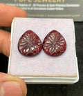 Natural Garnet Gemstone Hand Carved Pear Shape Cabochon High Quality Loose Gemstones For Jewelry Making 15x17 MM Size 1 Pair SM24620