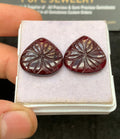 Natural Garnet Gemstone Hand Carved Heart Shape Cabochon High Quality Loose Gemstones For Jewelry Making 18 MM Size 1 Pair SM24621