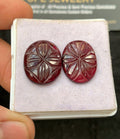 Natural Garnet Gemstone Hand Carved Oval Shape Cabochon High Quality Loose Gemstones For Jewelry Making 15x18 MM Size 1 Pair SM24622