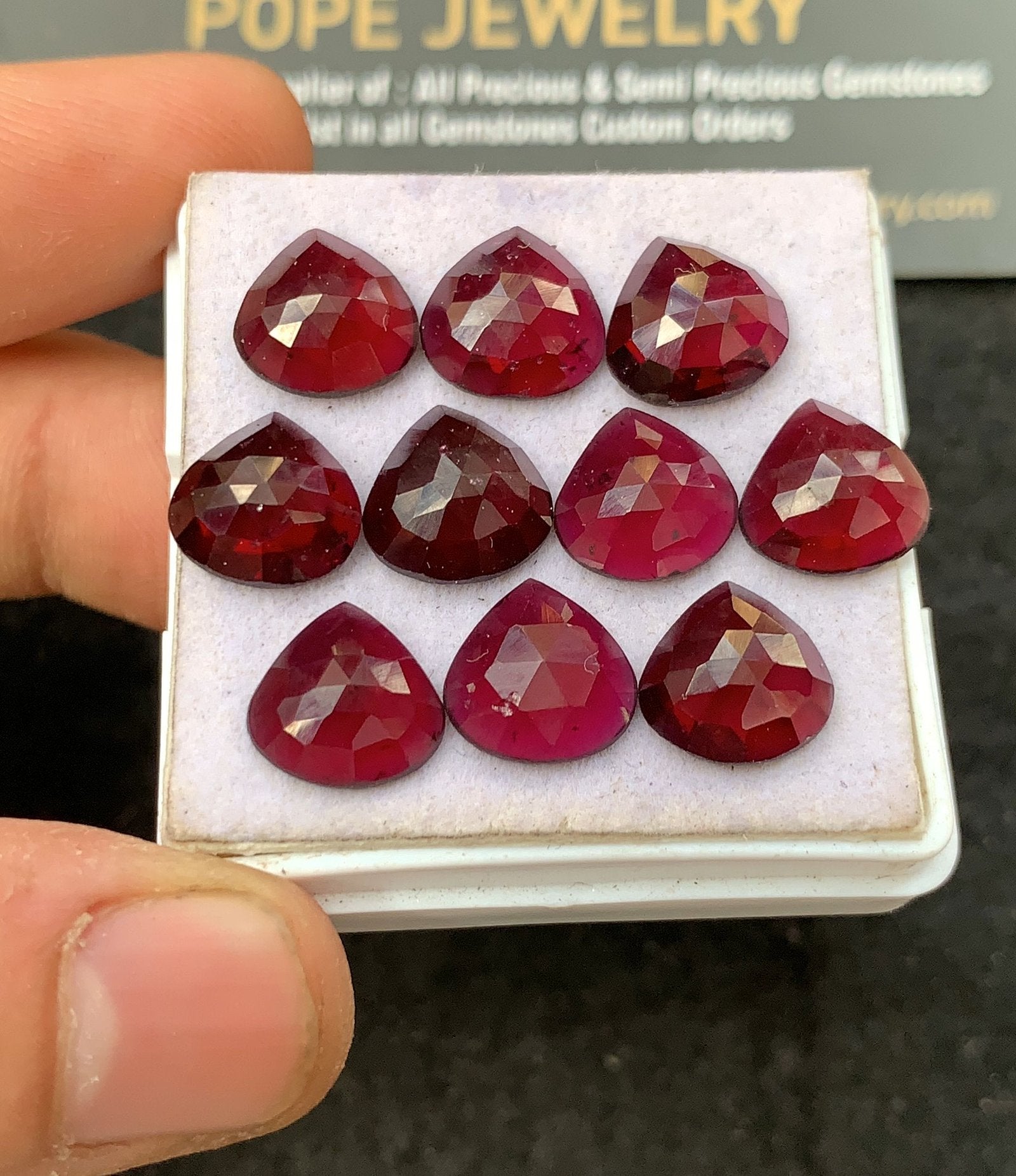 Natural Garnet Gemstone Rose Cut Heart Shape Cabochon High Quality Loose Gemstones For Jewelry Making 10 MM Size 10 Pcs SM24627