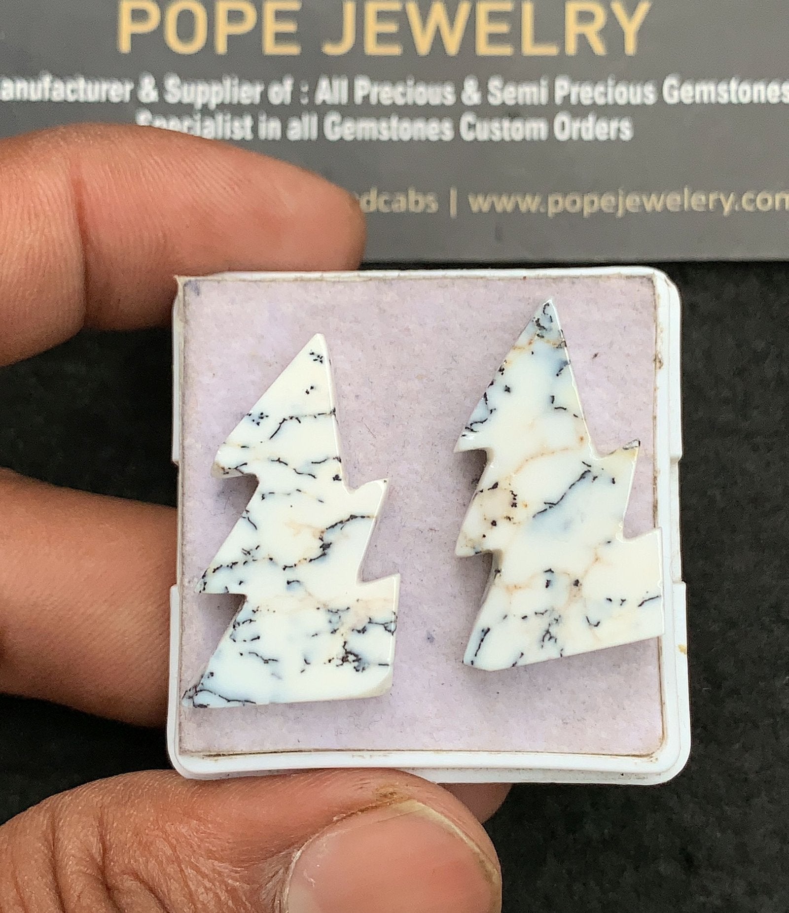 Natural Dendrite Opal Gemstone Smooth Thunder Shape Cabochon High Quality Loose Gemstones For Jewelry Making 28x16 MM Size 2 Pcs V3502