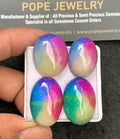 Natural Multi Color Agate Gemstone Smooth Oval Shape Cabochon High Quality Loose Gemstones For Jewelry Making 22-26 MM Size 4 Pcs V3509