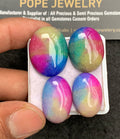 Natural Multi Color Agate Gemstone Smooth Oval Shape Cabochon High Quality Loose Gemstones For Jewelry Making 22-27 MM Size 4 Pcs V3510