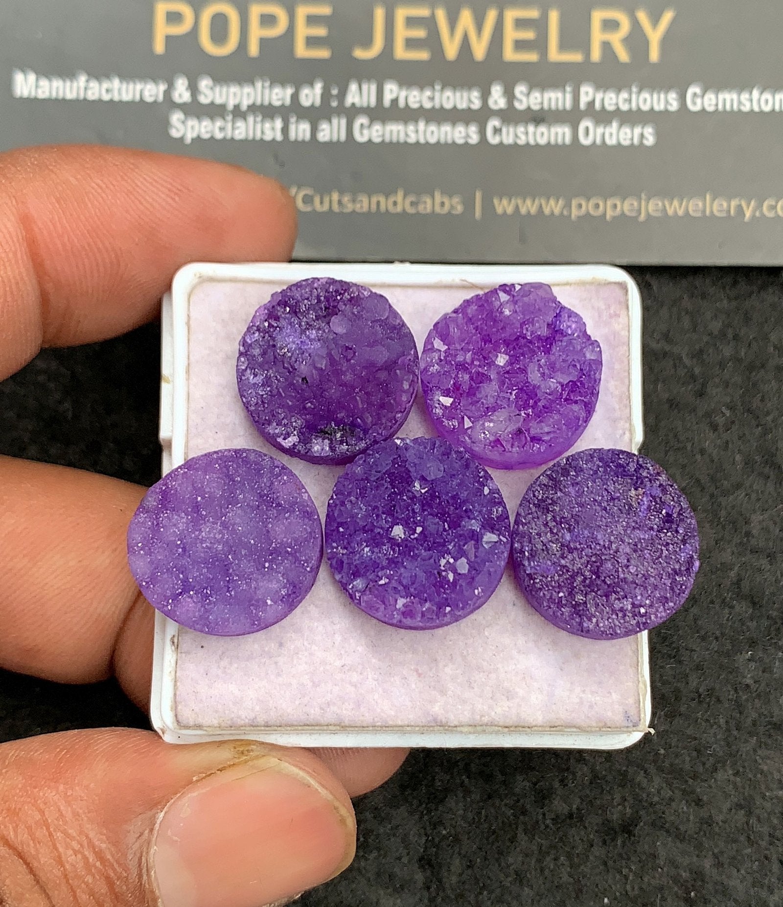 Natural Purple Agate Gemstone Smooth Round Shape Cabochon High Quality Loose Gemstones For Jewelry Making 15 MM Size 5 Pcs V3515