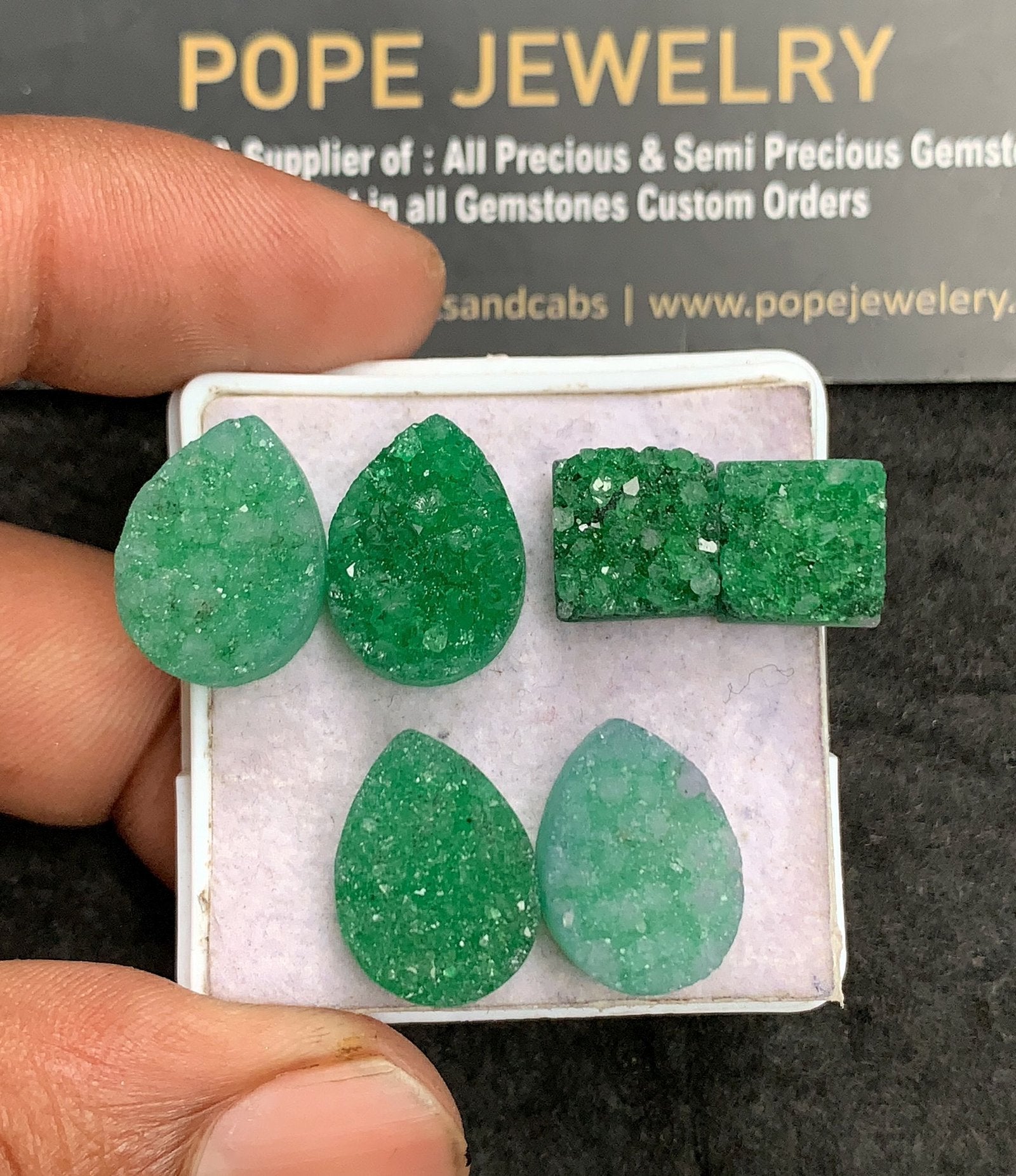 Natural Green Agate Gemstone Smooth Mix Shape Cabochon High Quality Loose Gemstones For Jewelry Making 10-16 MM Size 6 Pcs V3524