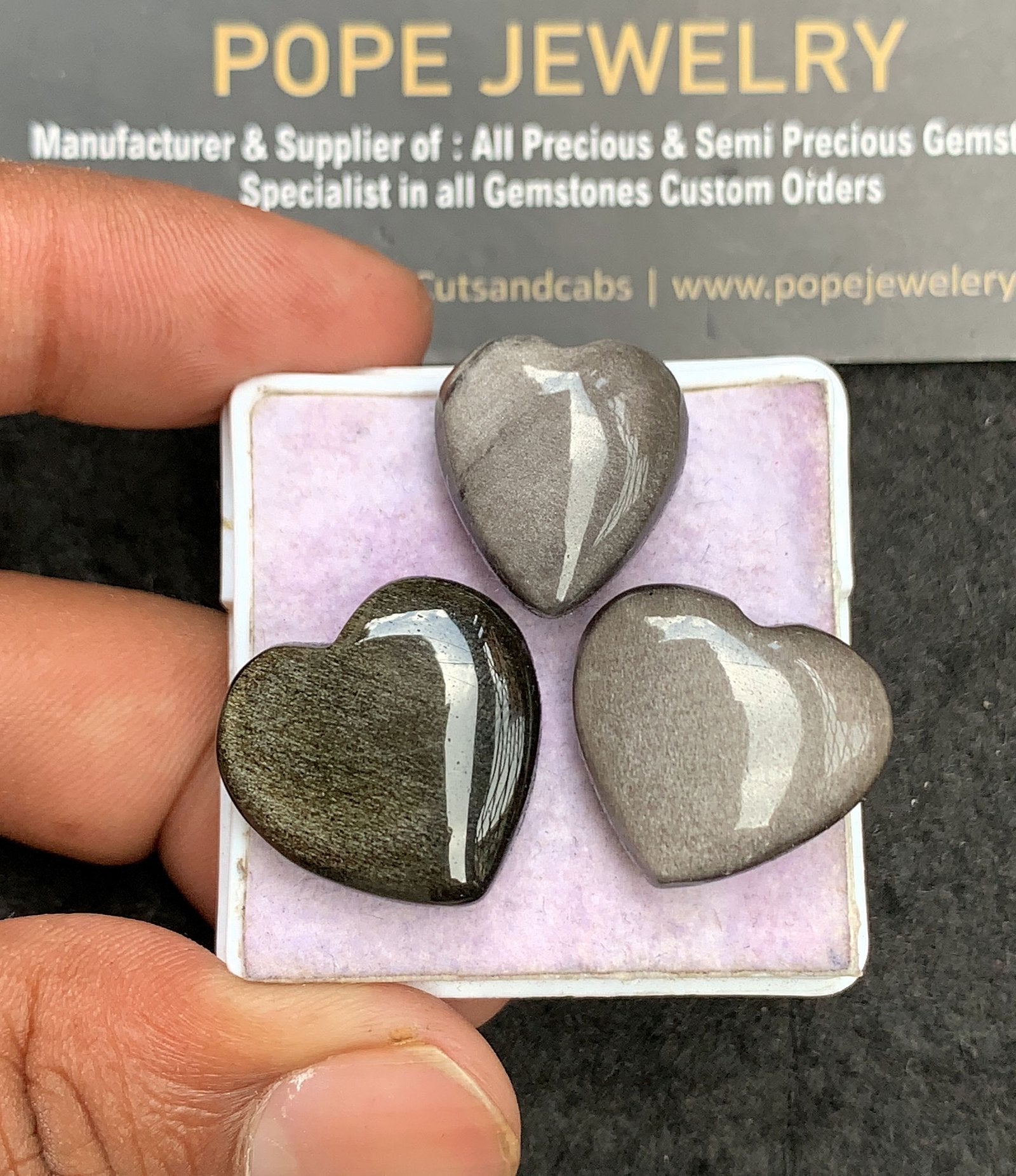 Natural Golden Obsidian Gemstone Smooth Heart Shape Cabochon High Quality Loose Gemstones For Jewelry Making 18-20 MM Size 3 Pcs V3553