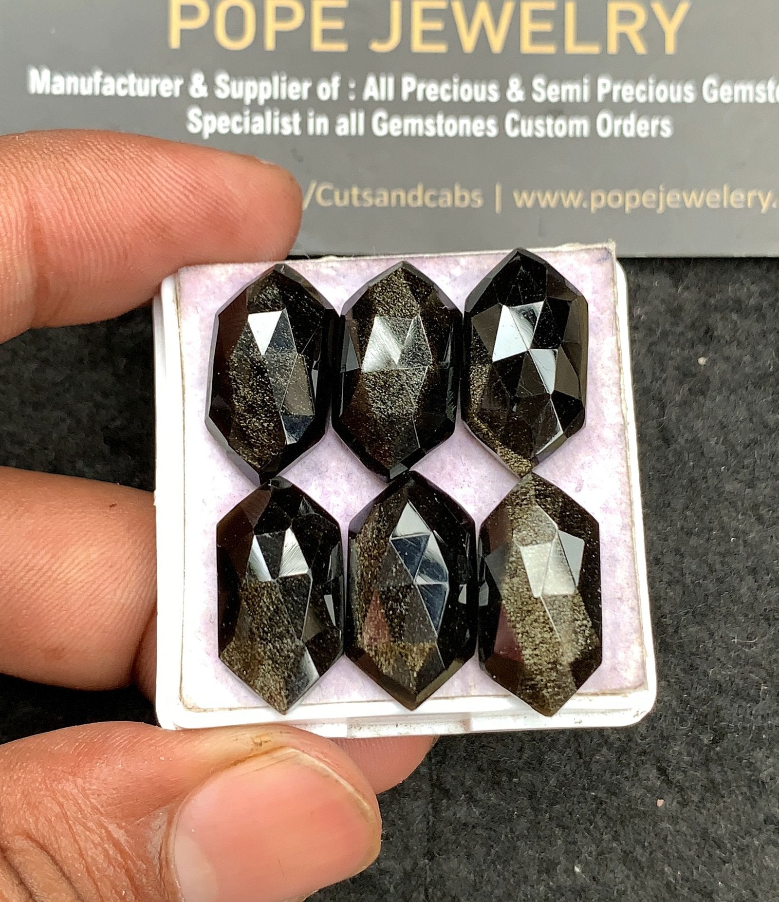 Natural Golden Obsidian Gemstone Rose Cut Hexagon Shape Cabochon High Quality Loose Gemstones For Jewelry Making 19-20 MM Size 6 Pcs V3562