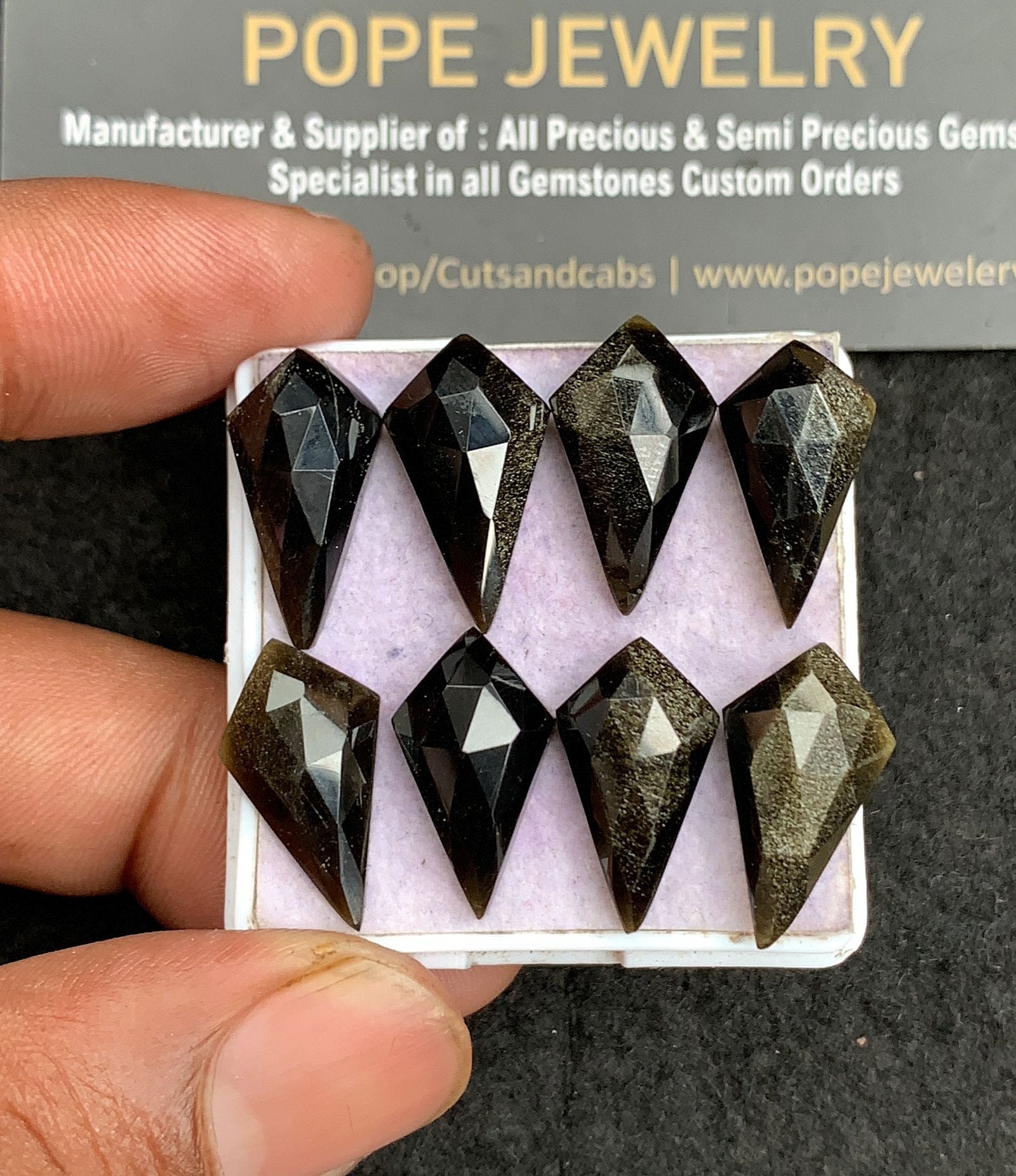 Natural Golden Obsidian Gemstone Rose Cut Fancy Shape Cabochon High Quality Loose Gemstones For Jewelry Making 19-20 MM Size 8 Pcs V3565