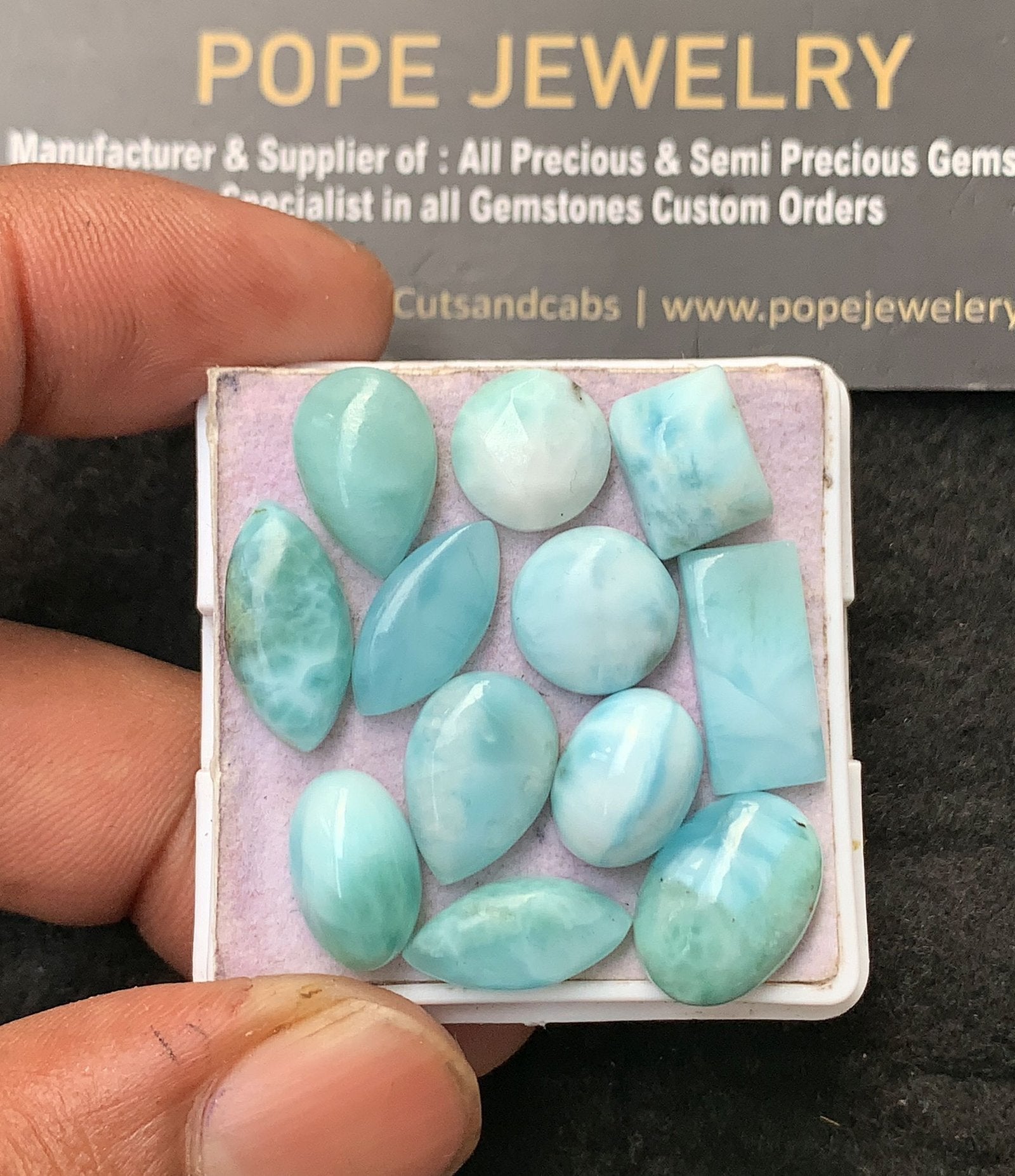 Natural Larimar Gemstone Smooth Mix Shape Cabochon High Quality Loose Gemstones For Jewelry Making 10-15 MM Size 12 Pcs V3567