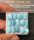 Natural Larimar Gemstone Smooth Mix Shape Cabochon High Quality Loose Gemstones For Jewelry Making 10-15 MM Size 14 Pcs V3568