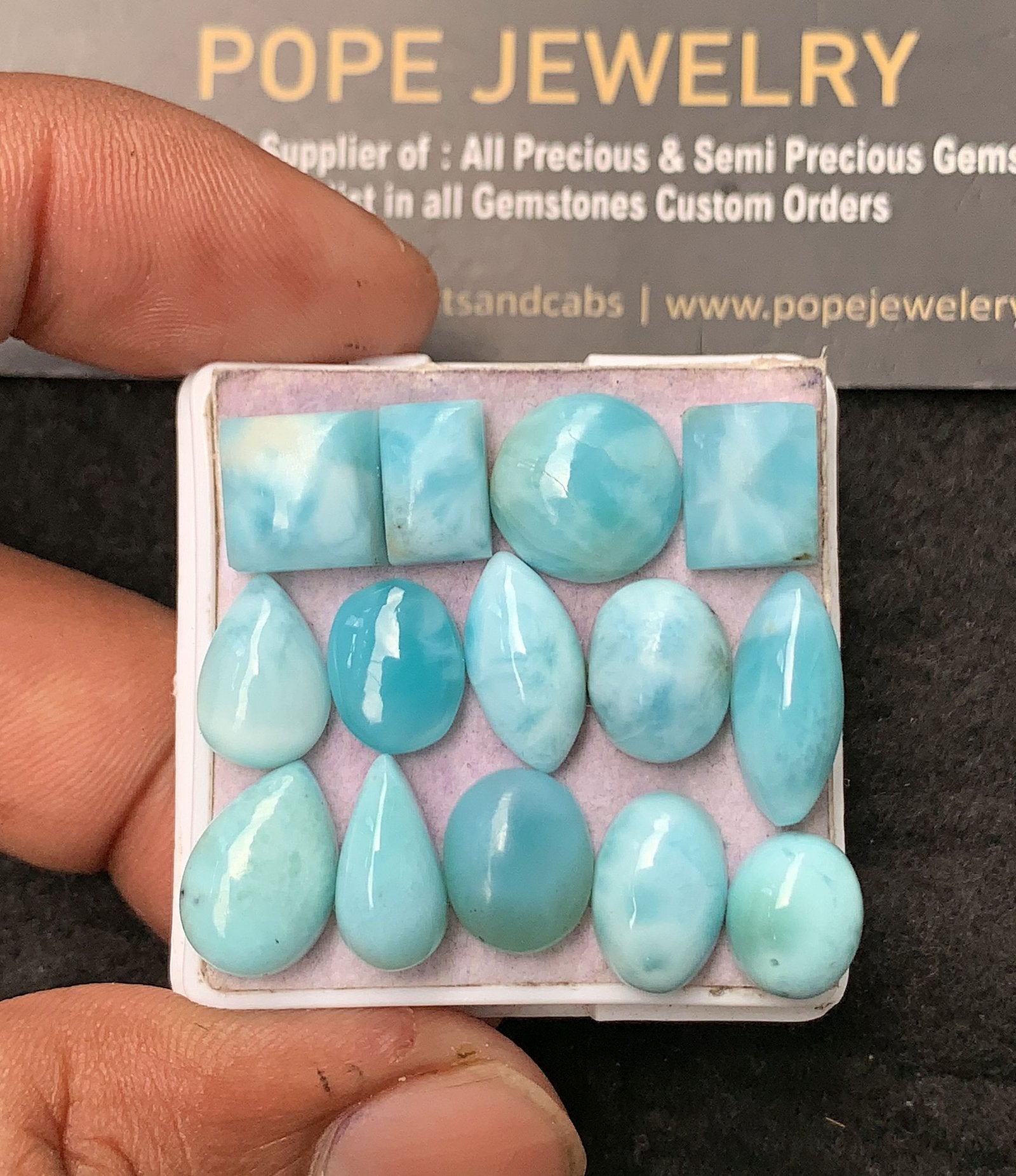 Natural Larimar Gemstone Smooth Mix Shape Cabochon High Quality Loose Gemstones For Jewelry Making 10-15 MM Size 14 Pcs V3568
