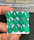 Natural Green Onyx Gemstone Rose Cut Fancy Shape Cabochon High Quality Loose Gemstones For Jewelry Making 11-14 MM Size 12 Pcs V3572