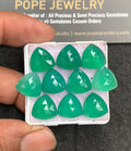 Natural Green Onyx Gemstone Rose Cut Trillion Shape Cabochon High Quality Loose Gemstones For Jewelry Making 12 MM Size 8 Pcs V3577