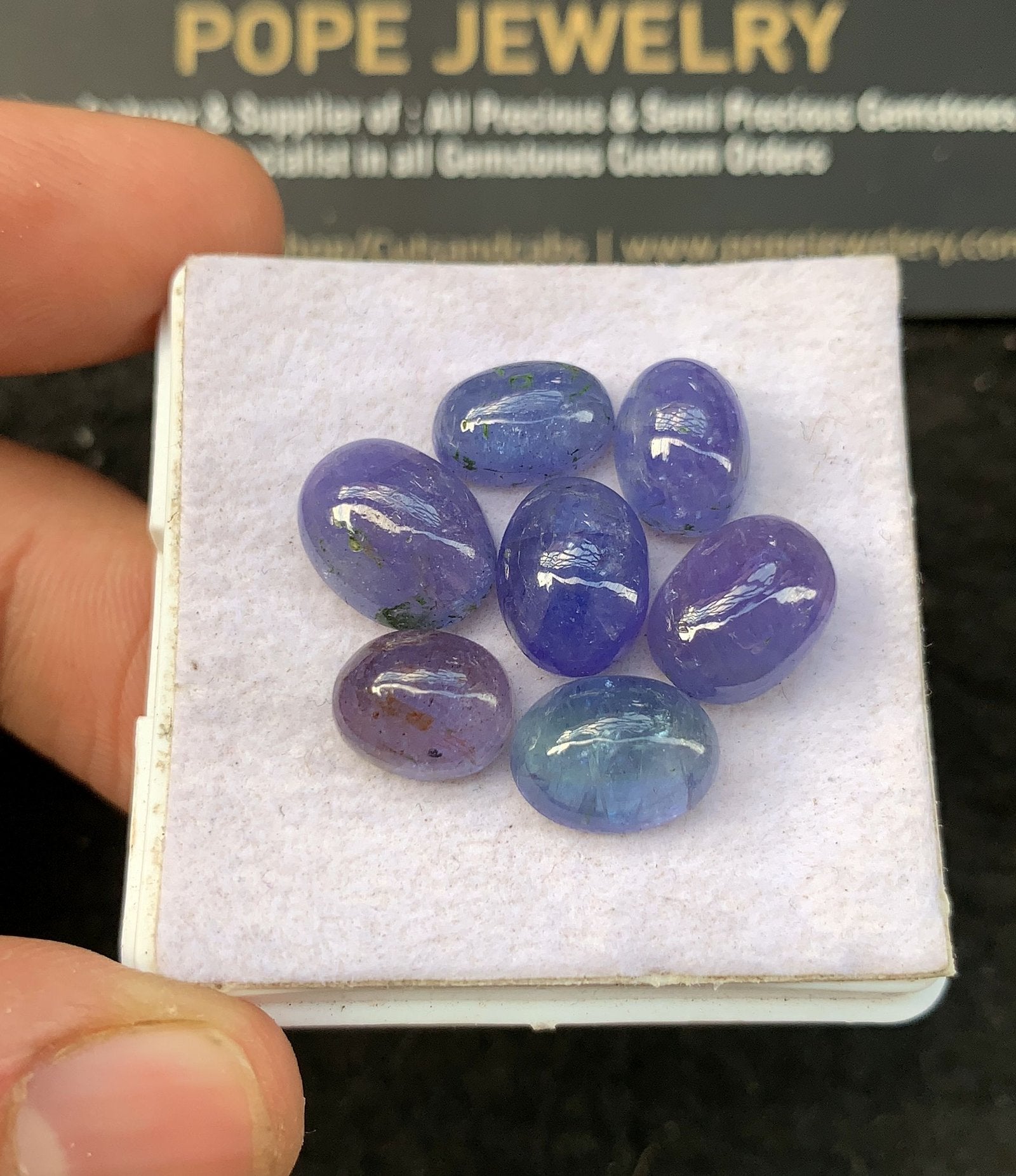 Natural Tanzanite Gemstone Smooth Oval Shape Cabochon High Quality Loose Gemstones For Jewelry Making 9-11 MM Size 7 Pcs SM24664