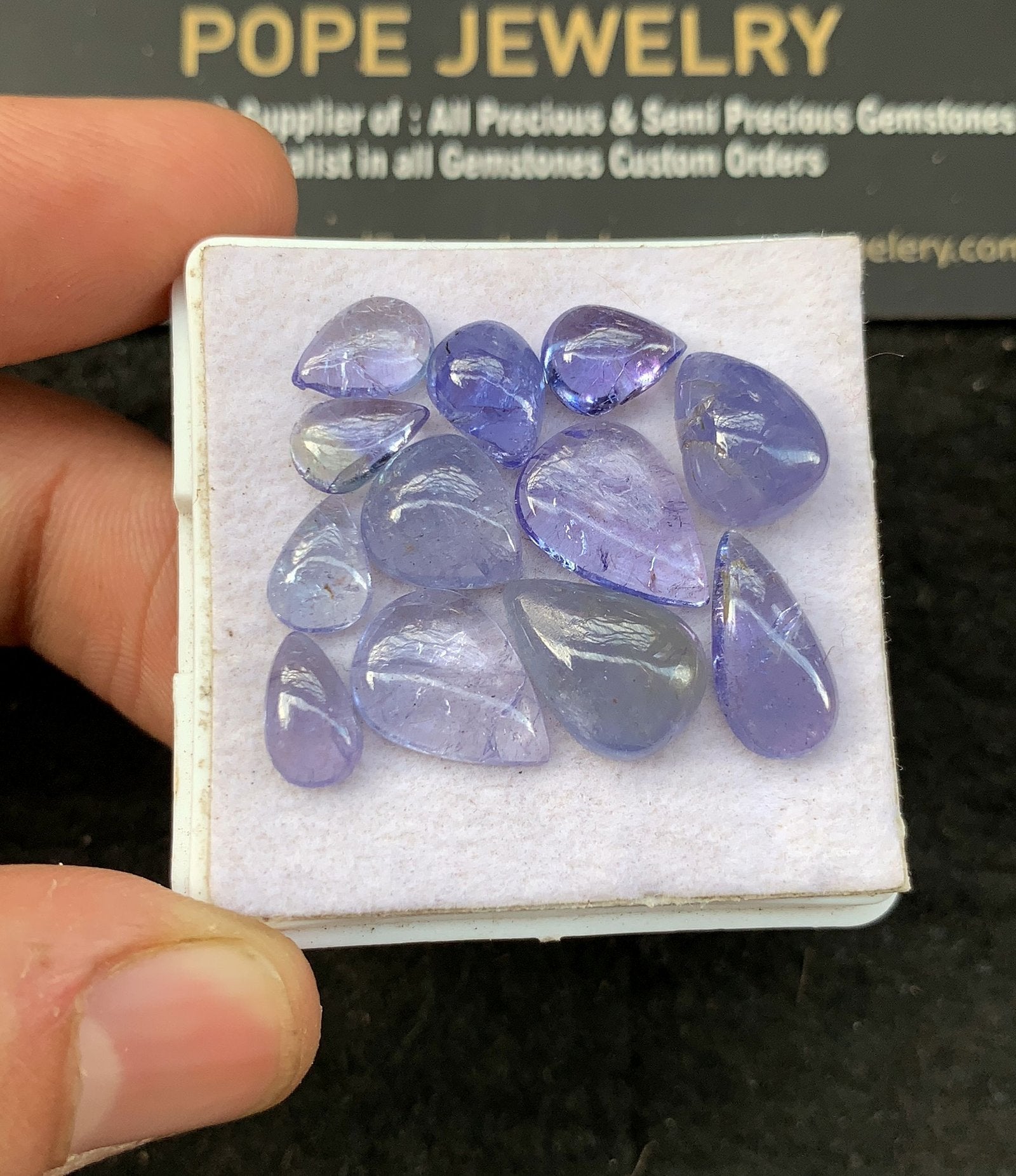 Natural Tanzanite Gemstone Smooth Pear Shape Cabochon High Quality Loose Gemstones For Jewelry Making 8-13 MM Size 12 Pcs SM24667