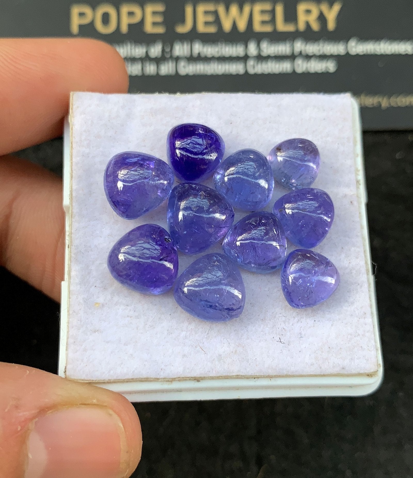Natural Tanzanite Gemstone Smooth Trillion Shape Cabochon High Quality Loose Gemstones For Jewelry Making 7-9 MM Size 10 Pcs SM24670