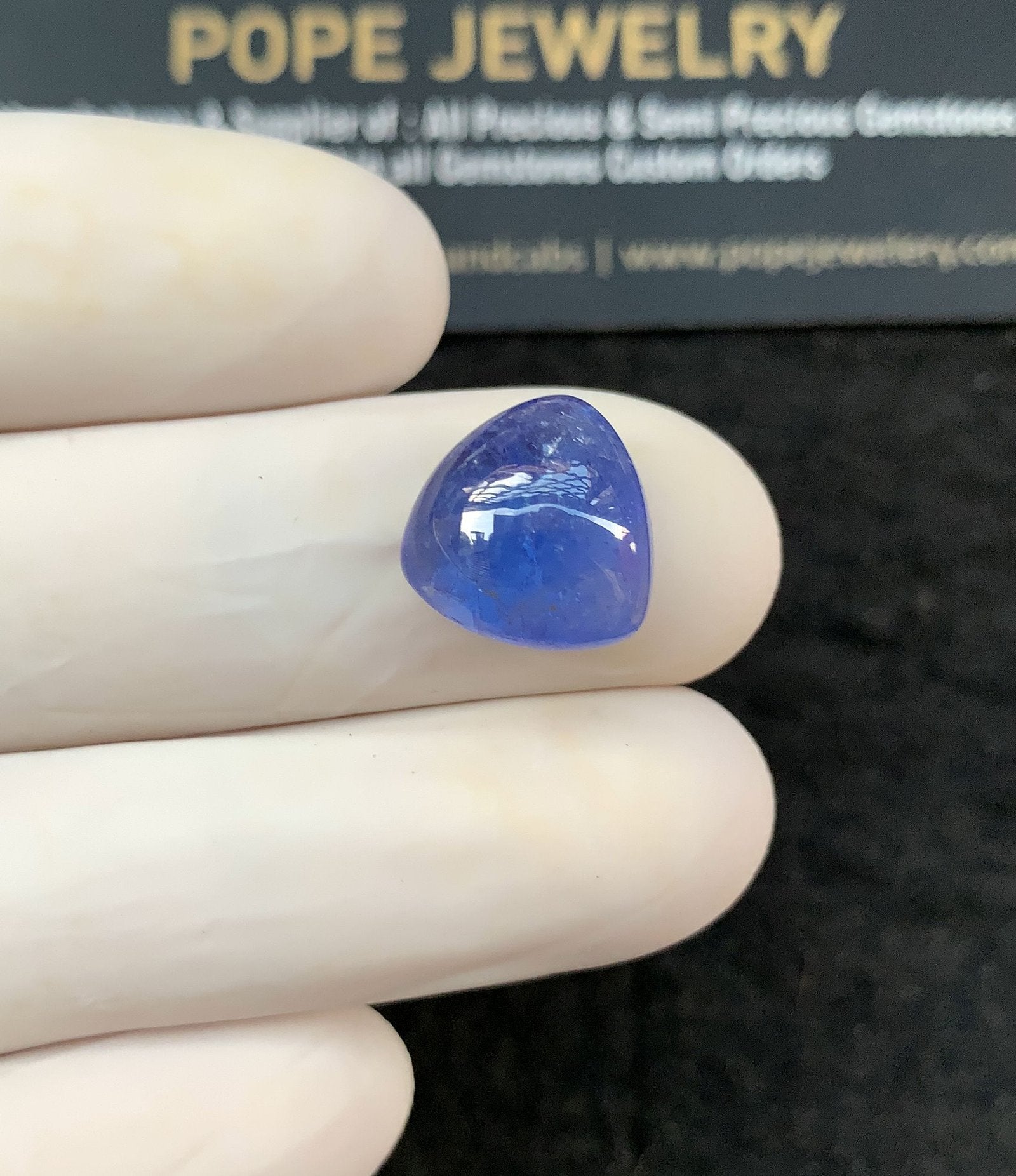 Natural Tanzanite Gemstone Smooth Trillion Shape Cabochon High Quality Loose Gemstones For Jewelry Making 12x12x6 MM Size 1 Pcs SM24673