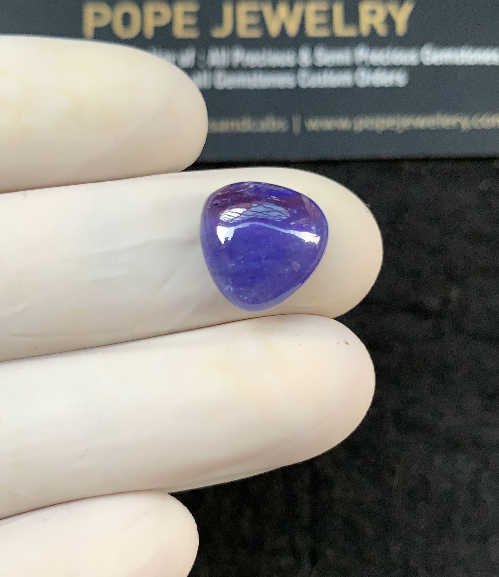 Natural Tanzanite Gemstone Smooth Trillion Shape Cabochon High Quality Loose Gemstones For Jewelry Making 12x12x5 MM Size 1 Pcs SM24674
