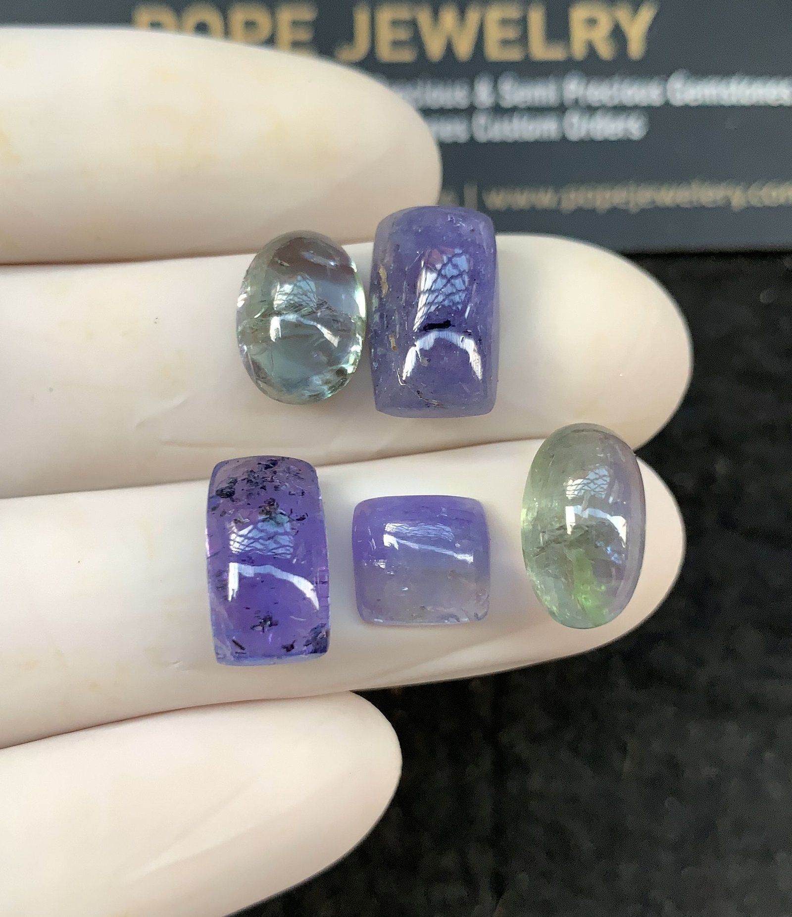 Natural Tanzanite Gemstone Smooth Mix Shape Cabochon High Quality Loose Gemstones For Jewelry Making 9-14 MM Size 5 Pcs SM24675