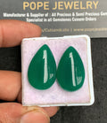 Natural Green Onyx Gemstone Smooth Pear Shape Cabochon High Quality Loose Gemstones For Jewelry Making 26x16 MM Size 1 Pair V3598