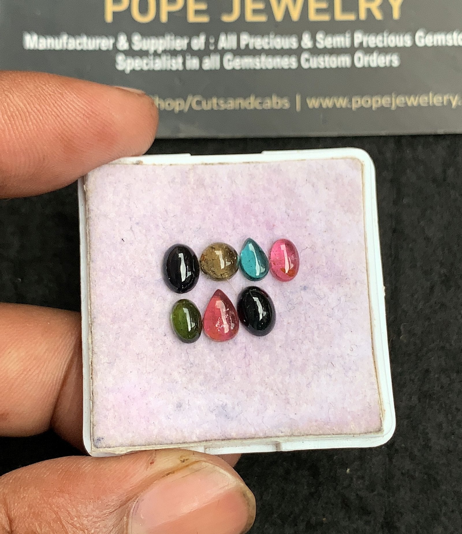Natural Tourmaline Gemstone Smooth Mix Shape Cabochon High Quality Loose Gemstones For Jewelry Making 5-7 MM Size 7 Pcs V3605